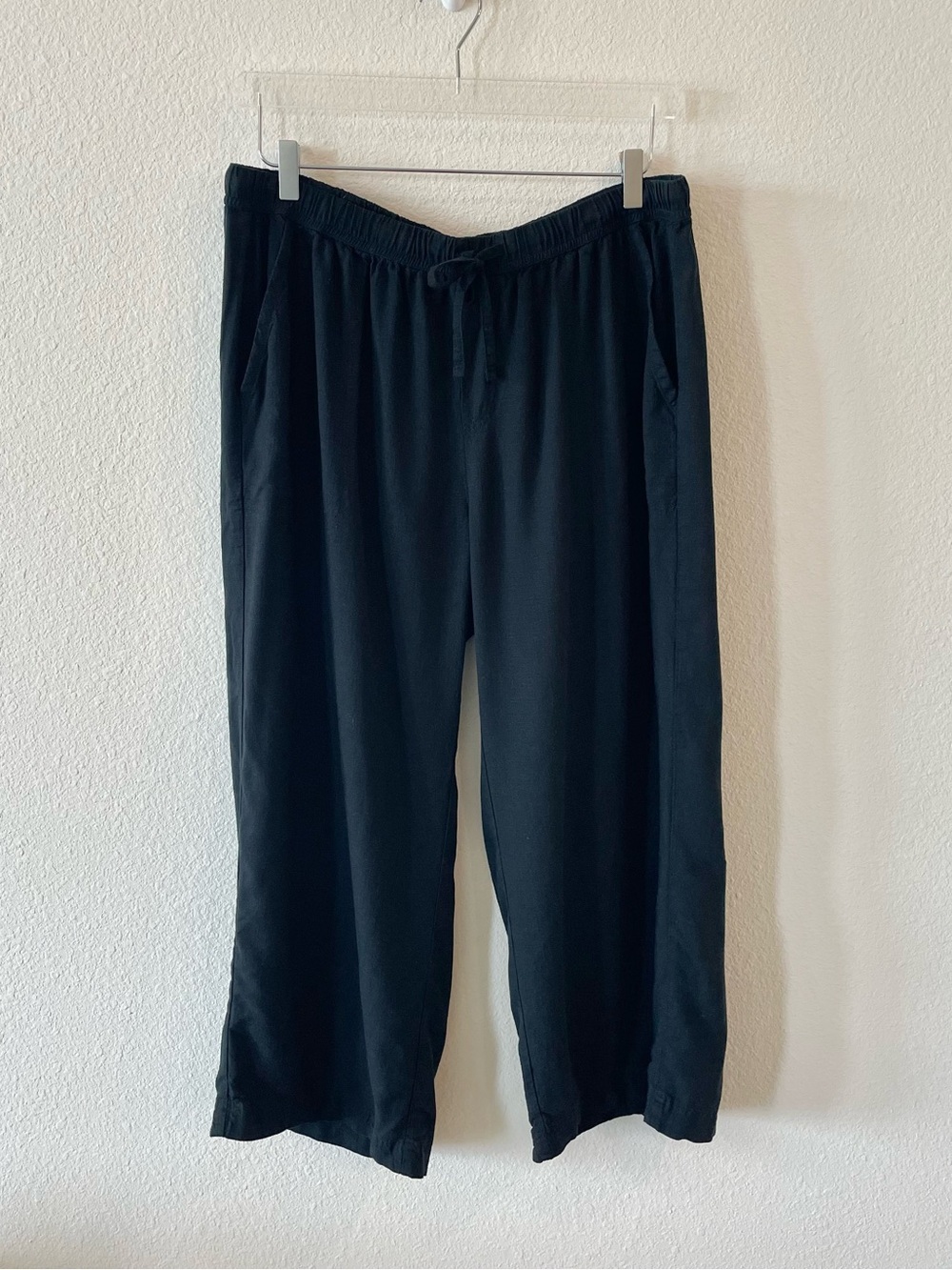Splendid Sorrento Crop Wide Leg Black Drawstring Casual Pants